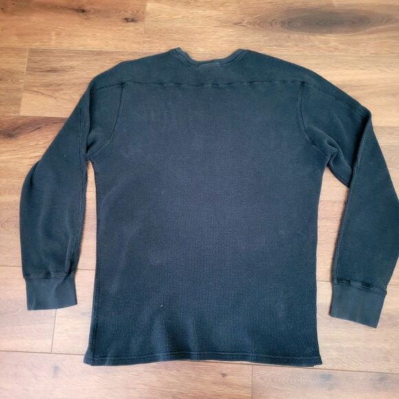 Polo Ralph Lauren Mens Black Waffle Knit Thermal Pullover Sleepwear Shirt Large - Picture 2 of 8